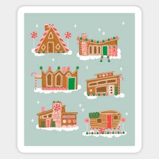 Mid Century Modern Gingerbread Houses Sticker